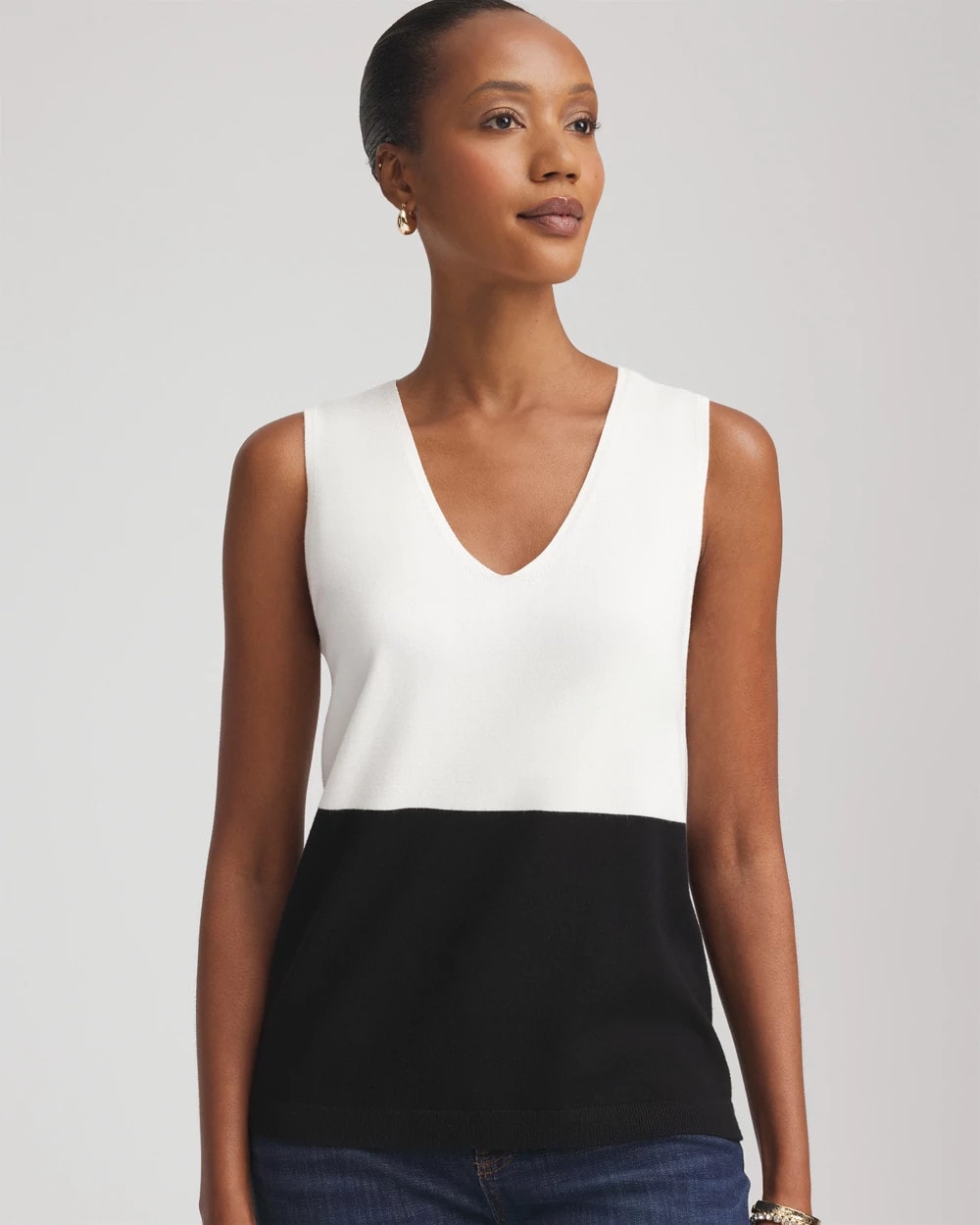 Chico's Colorblock V-neck Sweater Tank