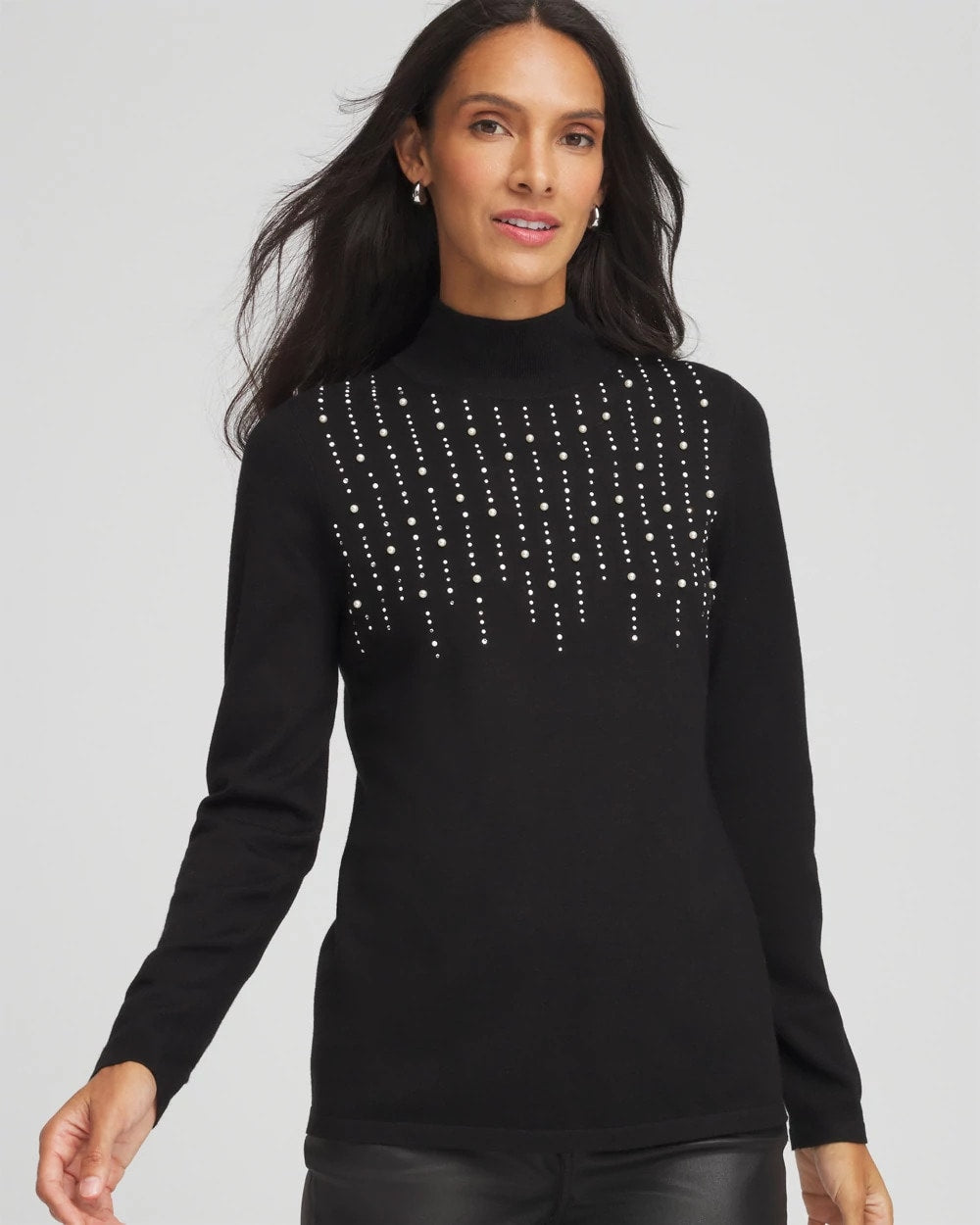 Chico's Ella Embellished Mockneck Sweater