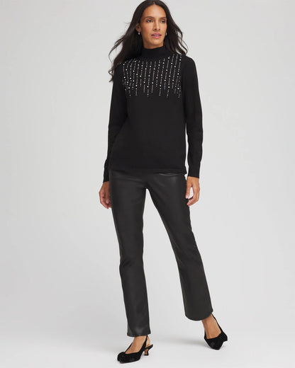 Chico's Ella Embellished Mockneck Sweater
