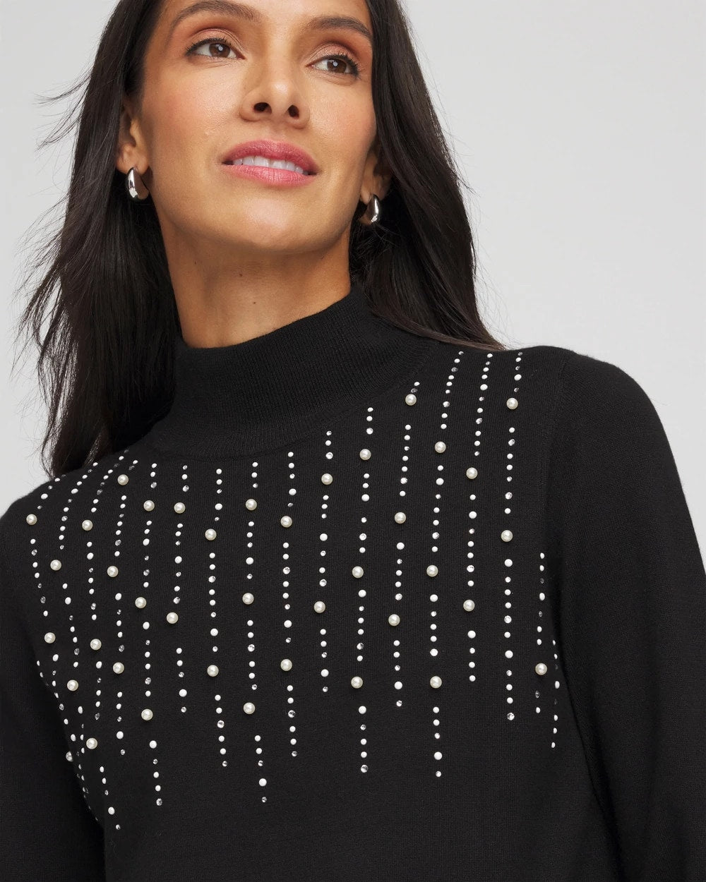 Chico's Ella Embellished Mockneck Sweater