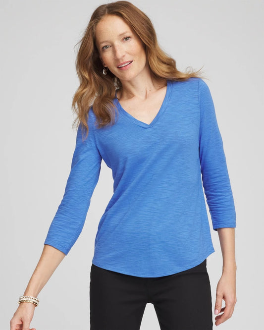 Chico's Slub 3/4 Sleeve Tee