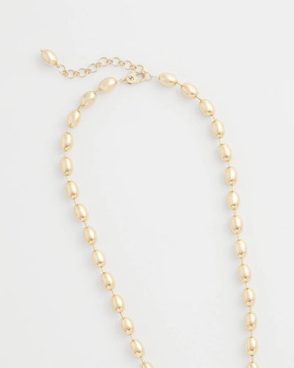 Chico's Gold Bead Long Single-Strand Necklace