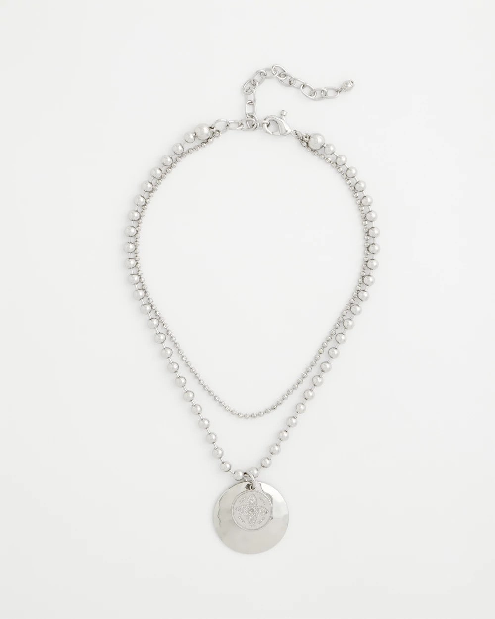Chico's Short Silver Ball Chain Pendant