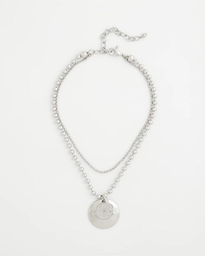 Chico's Short Silver Ball Chain Pendant