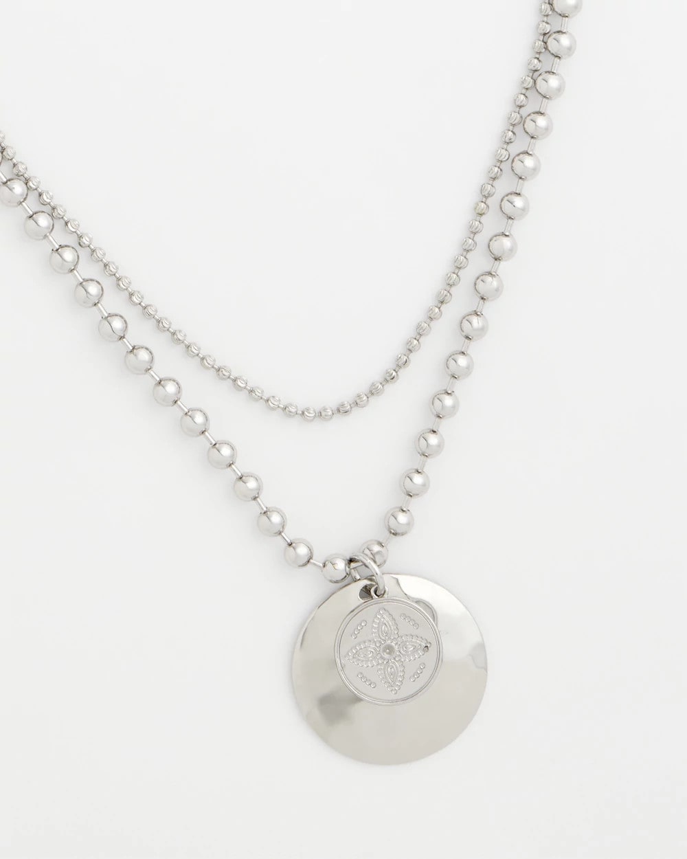 Chico's Short Silver Ball Chain Pendant