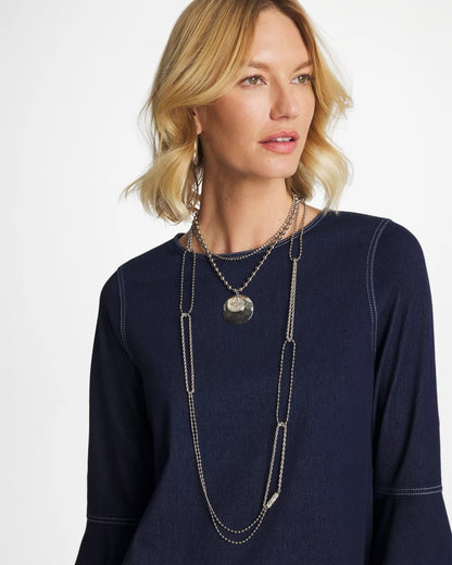 Chico's Short Silver Ball Chain Pendant