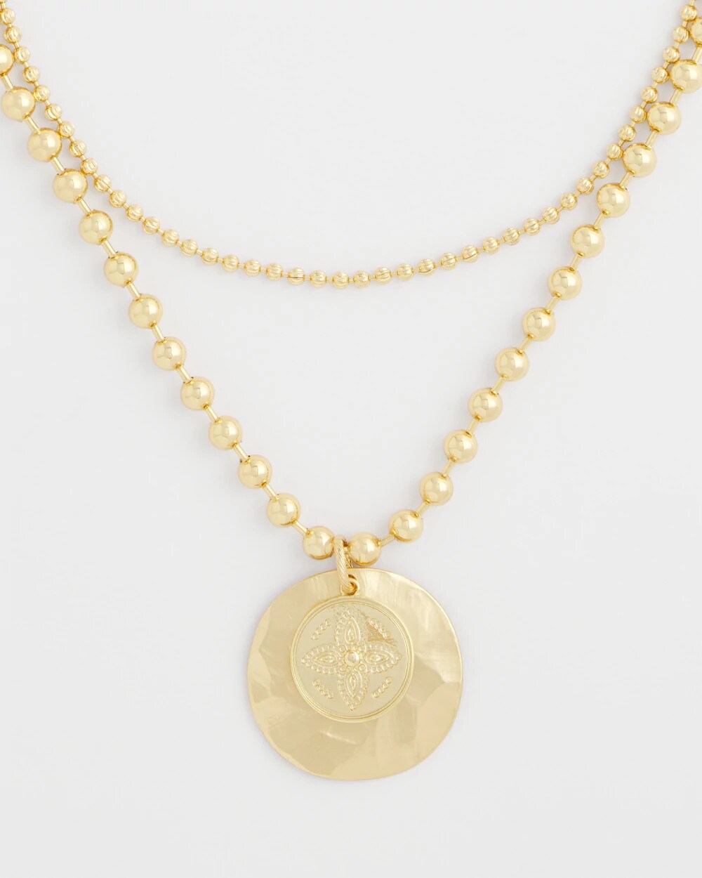Chico's Short Gold Ball Chain Pendant