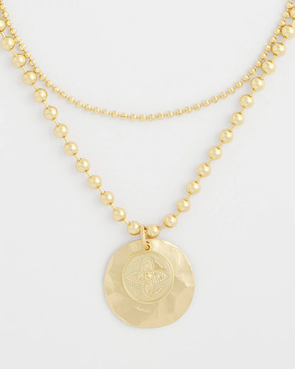 Chico's Short Gold Ball Chain Pendant