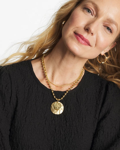Chico's Short Gold Ball Chain Pendant