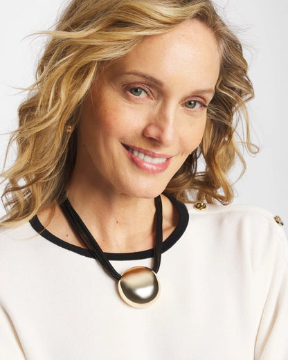 Chico's Gold Pendant Cord Necklace