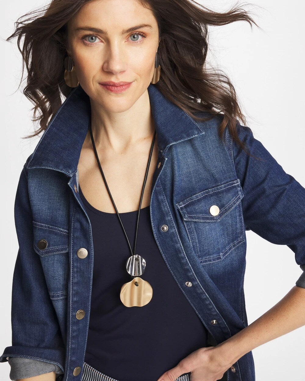 Chico's Crinkle Mixed Metal Pendant