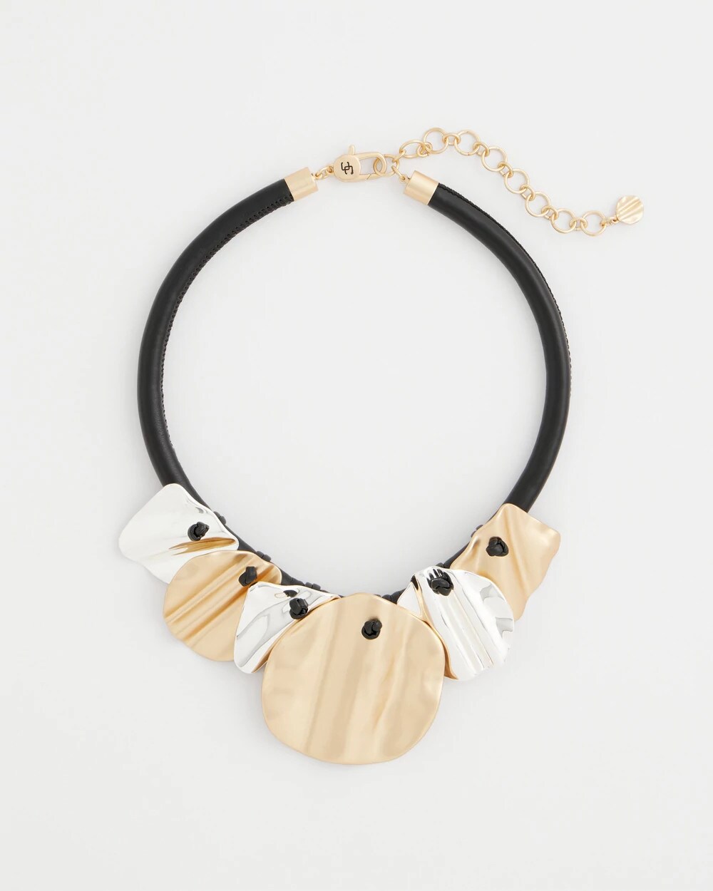 Chico's Crinkle Mixed Metal Bib Necklace