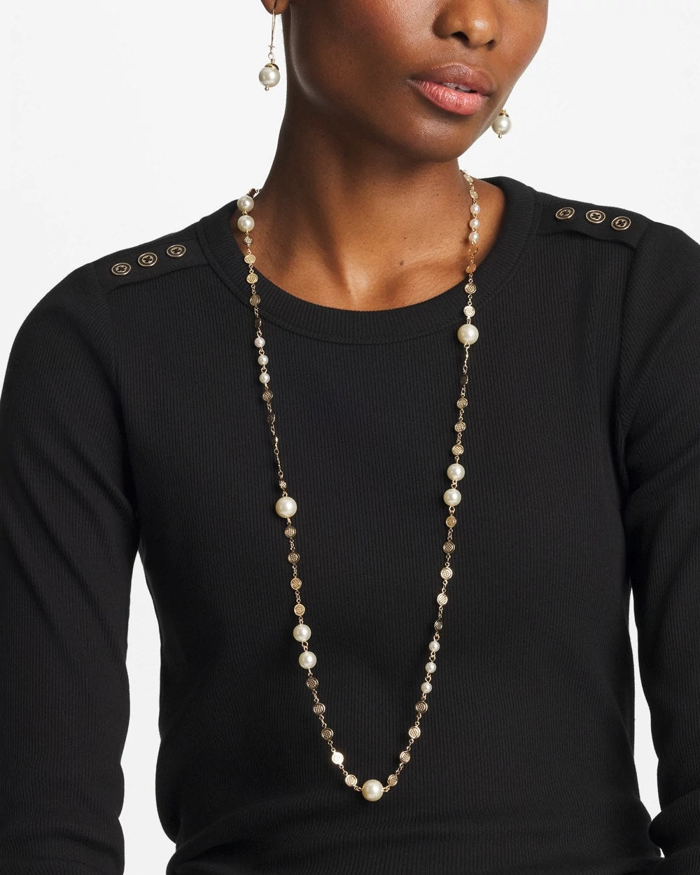Chico's Pearl and Link Necklace