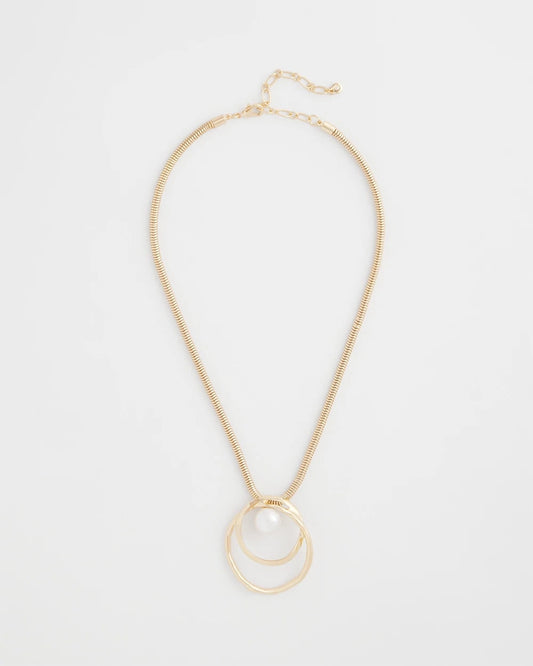 Chico's Pearl and Gold Pendant