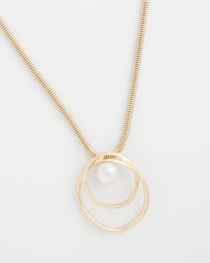 Chico's Pearl and Gold Pendant