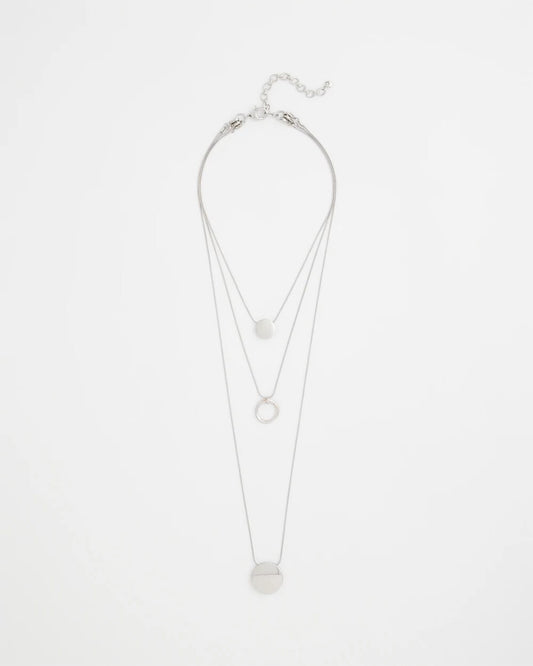 Chico's Silver Triple Pendant Necklace