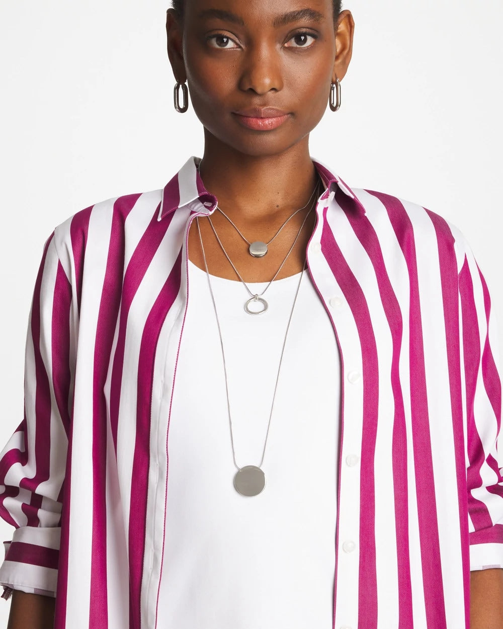 Chico's Silver Triple Pendant Necklace