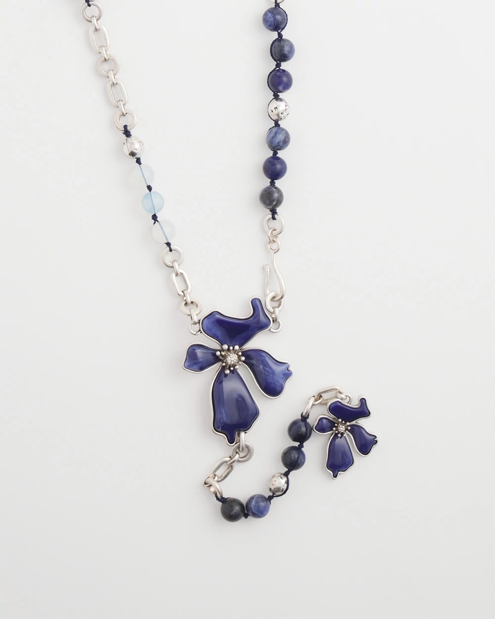Chico's Blue Flower Long Y-Necklace