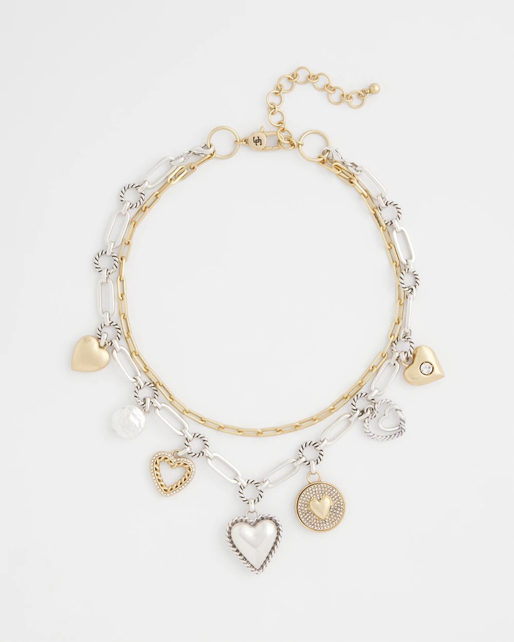 Chico's Mixed Metal Heart Charm Necklace