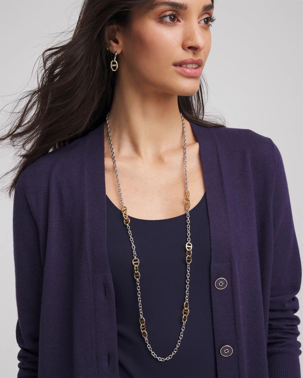 Chico's Mixed Metal Link Long Necklace
