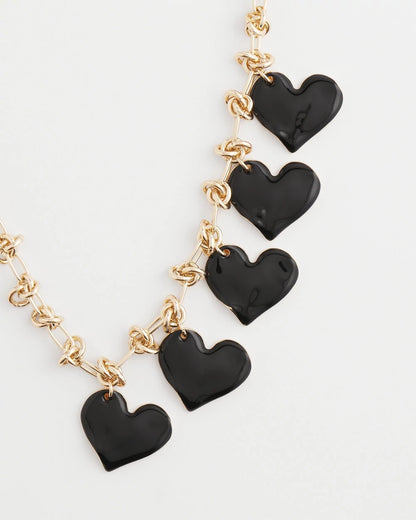 Chico's Black Heart Drop Off Necklace
