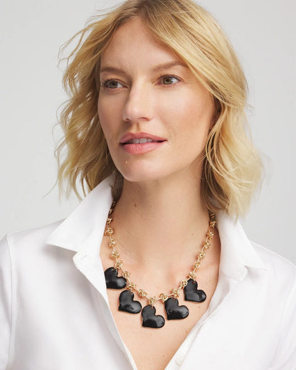 Chico's Black Heart Drop Off Necklace