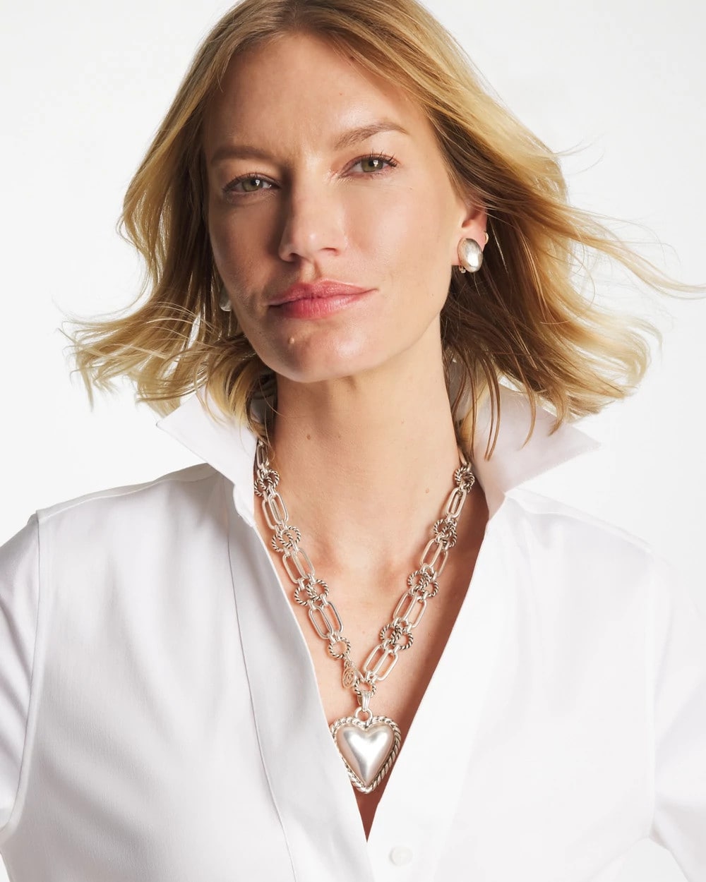 Chico's Heart Twice As Nice Pendant Necklace