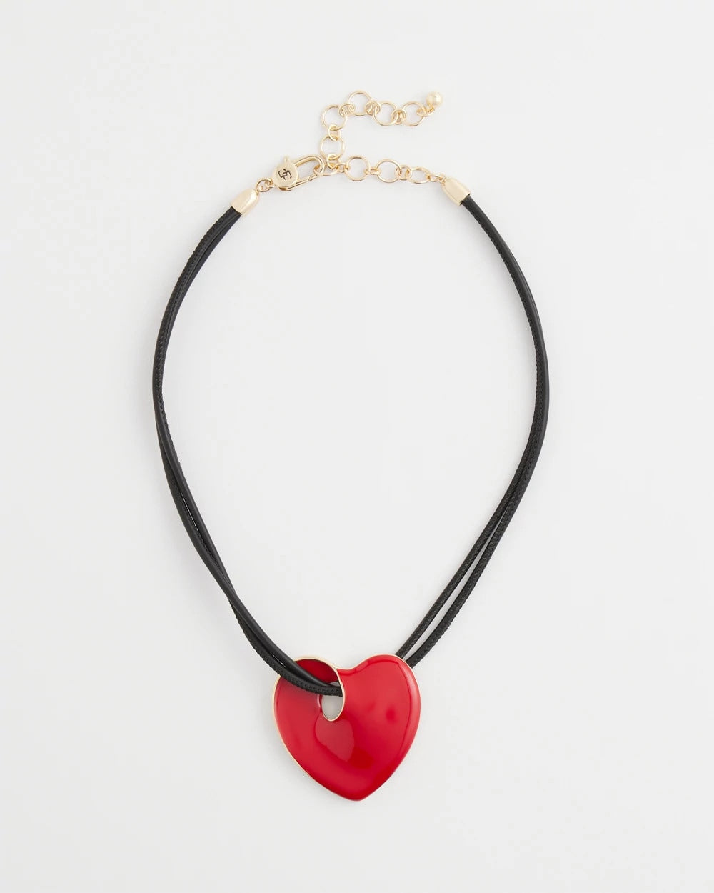 Chico's Red Enamel Heart Pendant Necklace