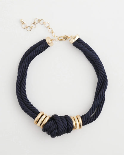 Chico's Navy Knot Rope Necklace