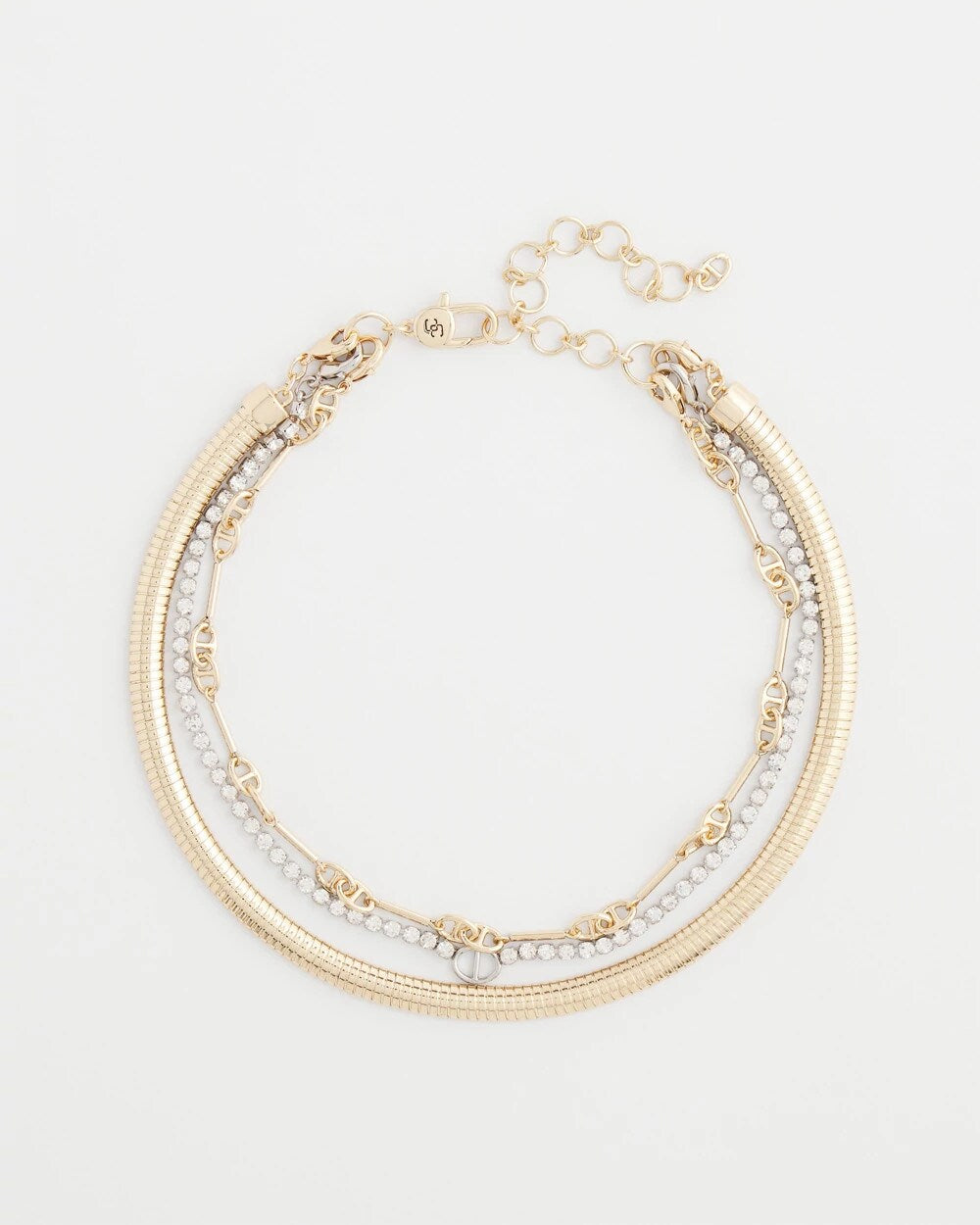 Chico's Mixed Metal Link Triple-Strand Necklace