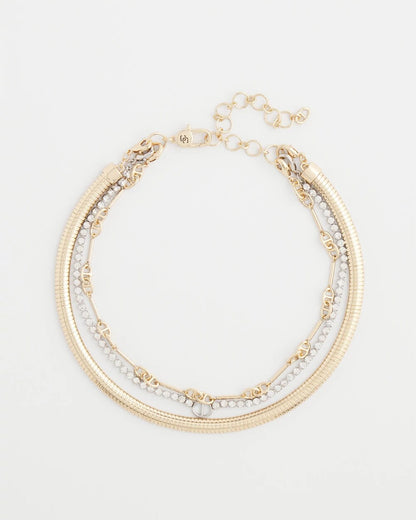 Chico's Mixed Metal Link Triple-Strand Necklace