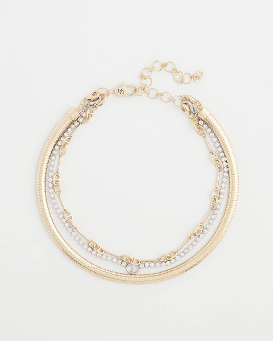 Chico's Mixed Metal Link Triple-Strand Necklace