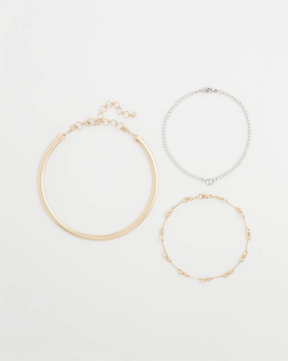 Chico's Mixed Metal Link Triple-Strand Necklace