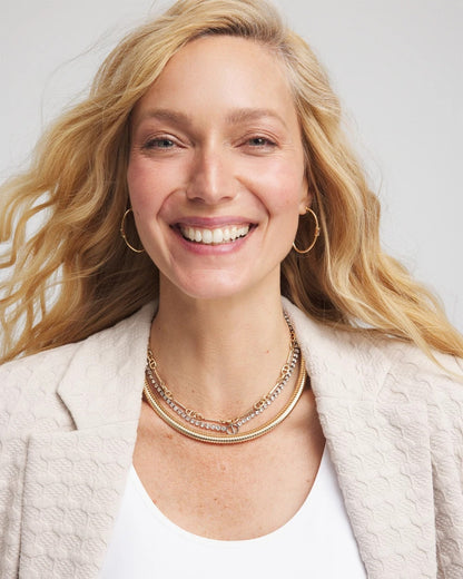 Chico's Mixed Metal Link Triple-Strand Necklace