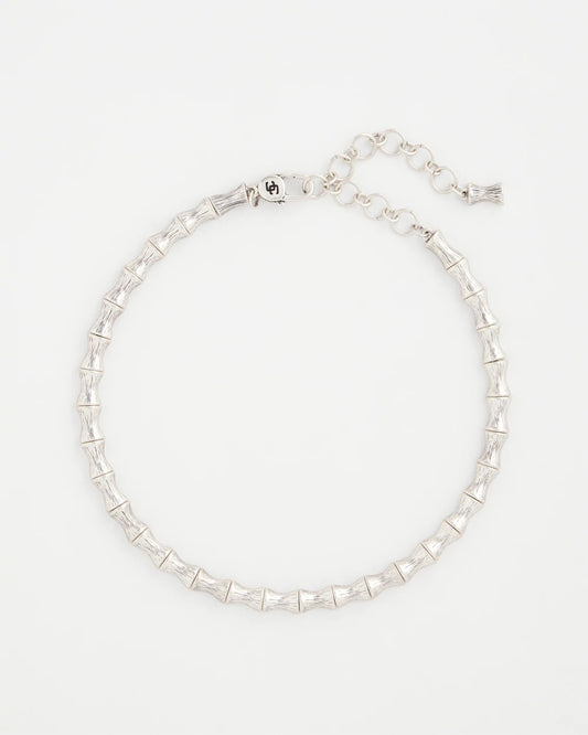 Chico's Silvertone Bamboo Collar Necklace