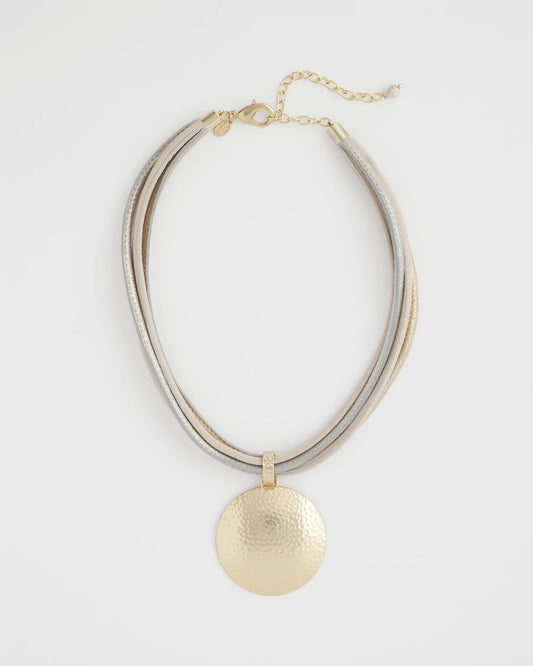 Chico's Textured Golden Pendant Necklace