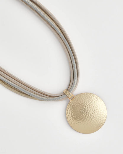 Chico's Textured Golden Pendant Necklace