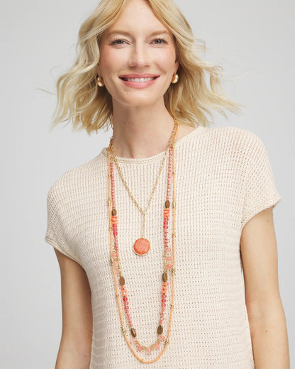 Chico's Convertible Beaded Pendant Necklace