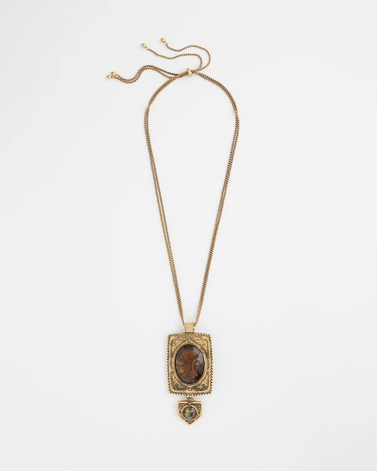 Chico's Adjustable Medallion Gem Pendant