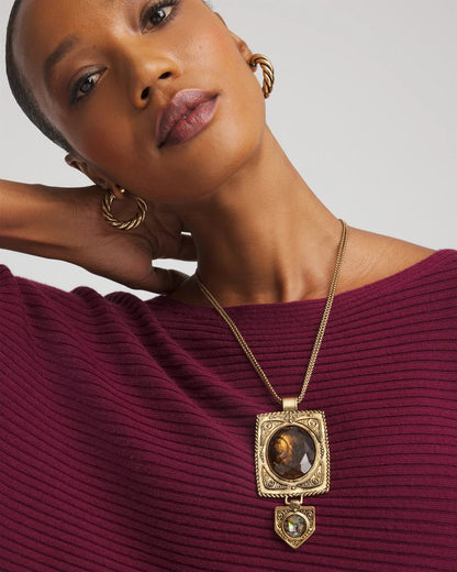 Chico's Adjustable Medallion Gem Pendant
