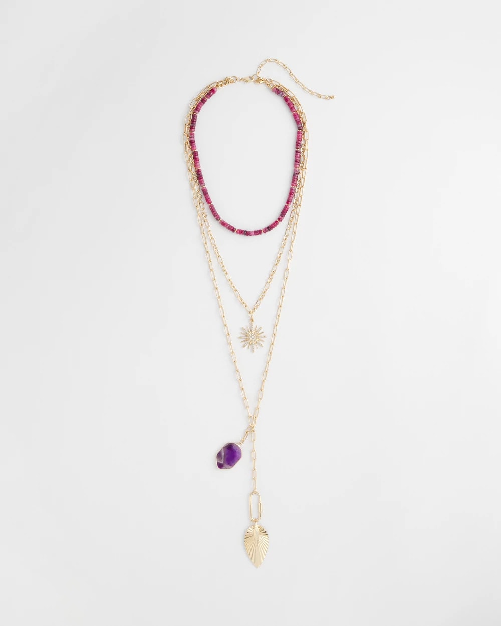 Chico's Amethyst Convertible Multi-Layer Necklace