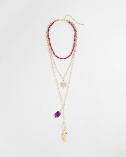Chico's Amethyst Convertible Multi-Layer Necklace