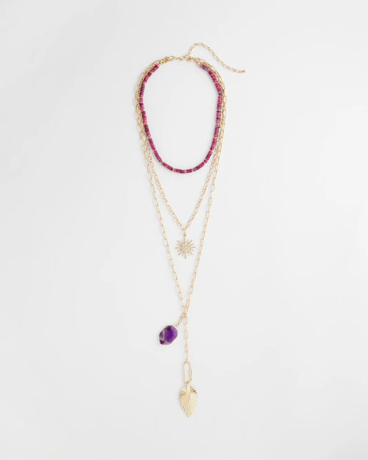 Chico's Amethyst Convertible Multi-Layer Necklace