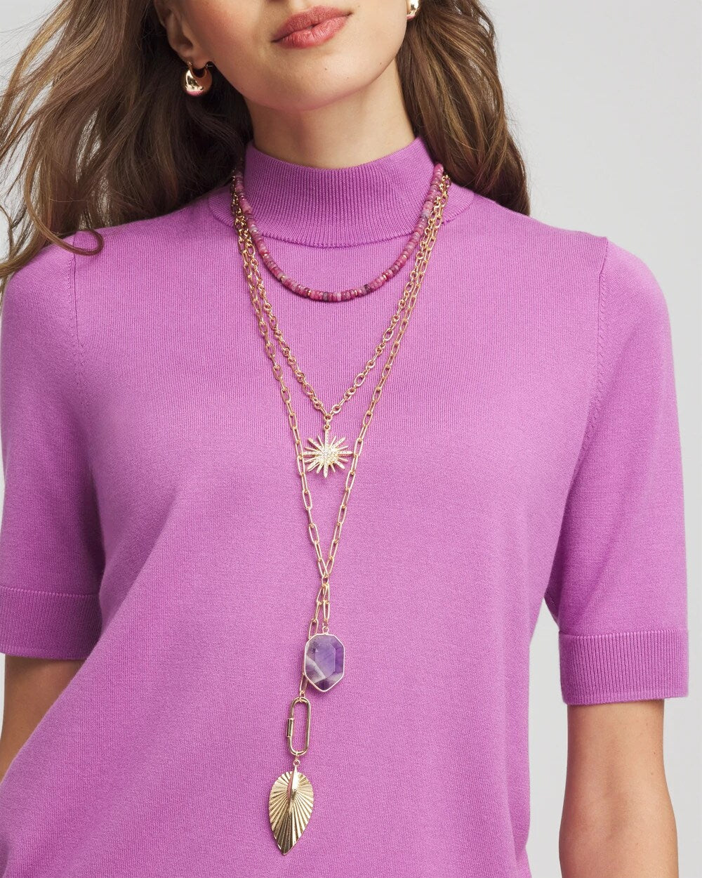 Chico's Amethyst Convertible Multi-Layer Necklace