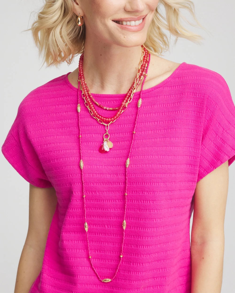 Chico's Convertible Beaded Pendant Necklace