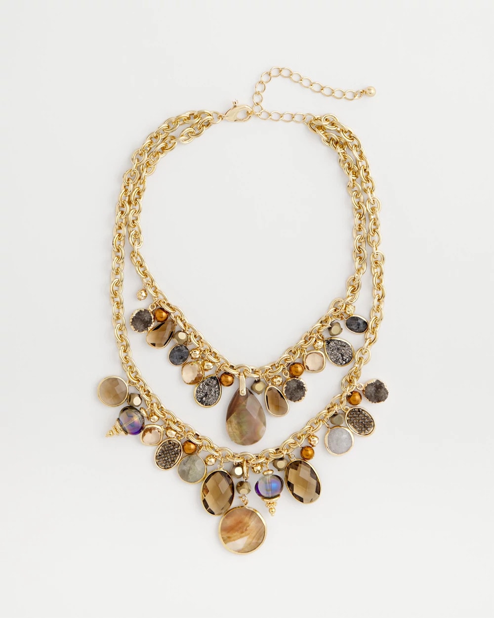 Chico's Faceted Gem Drop Off Bib Necklace