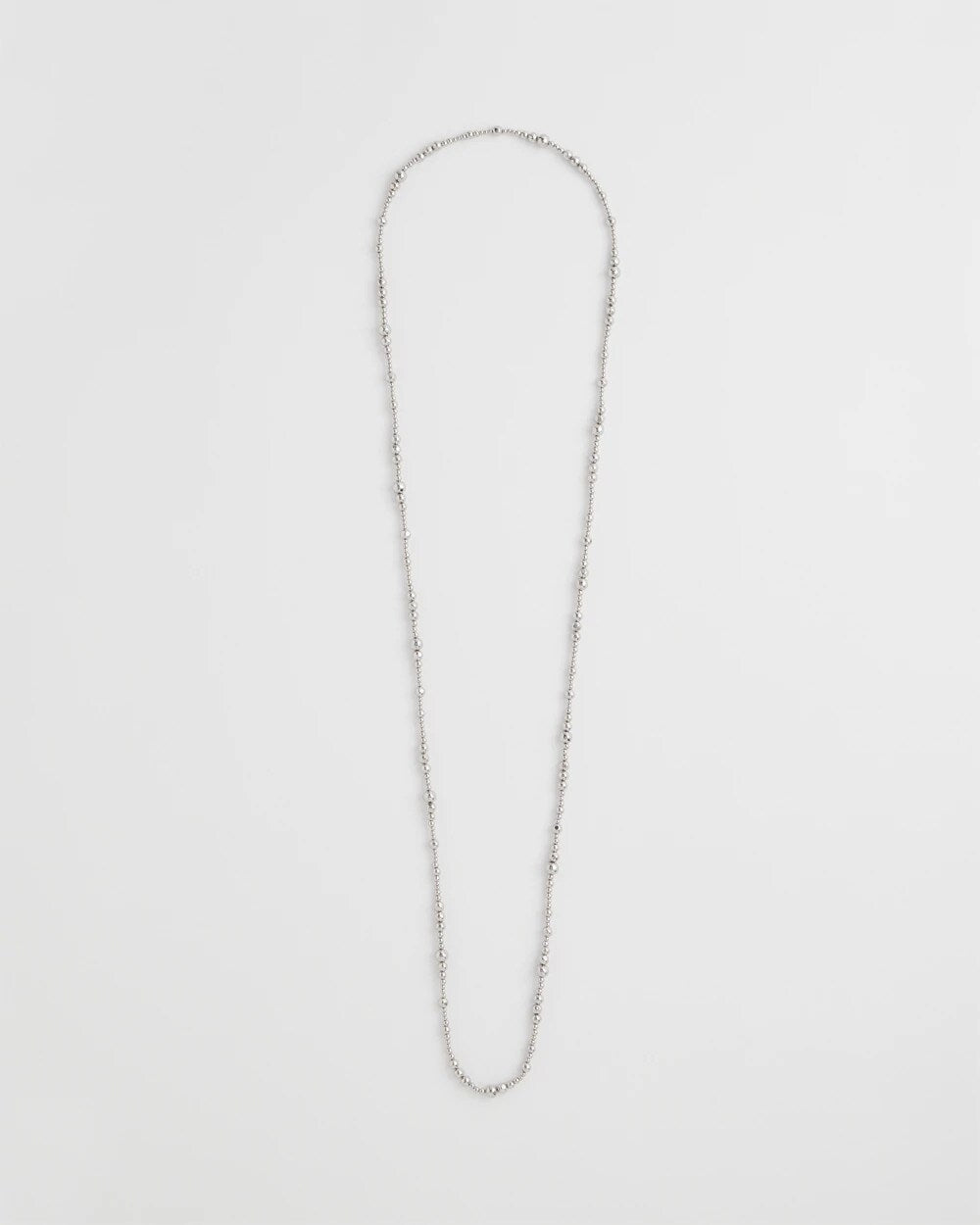 Chico's Silvertone Long Beaded Necklace