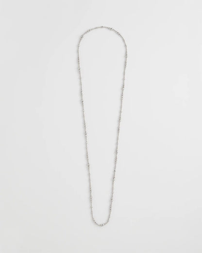 Chico's Silvertone Long Beaded Necklace