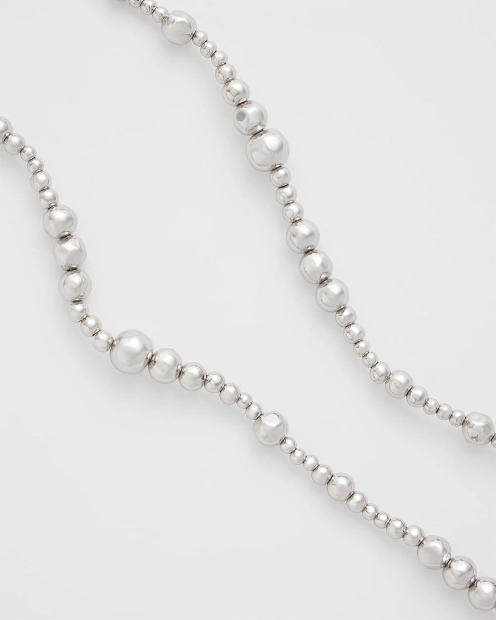 Chico's Silvertone Long Beaded Necklace