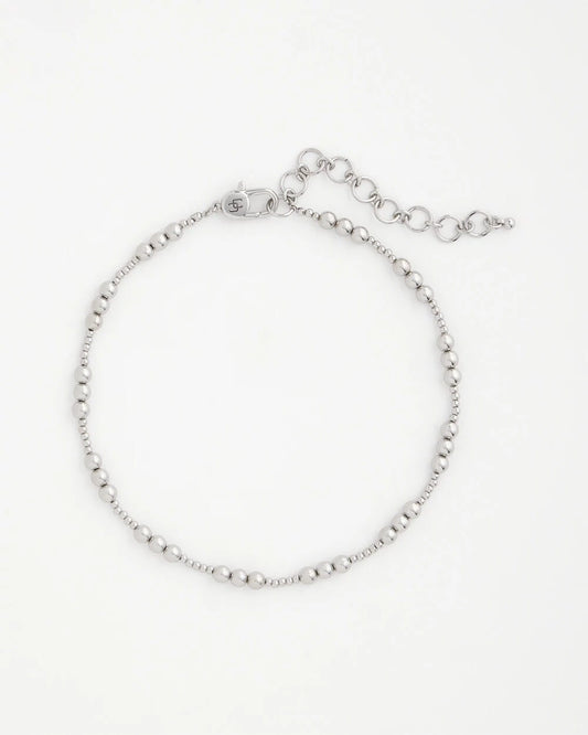 Chico's Silvertone Beaded Necklace